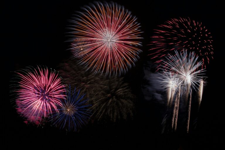 Three fireworks in the sky