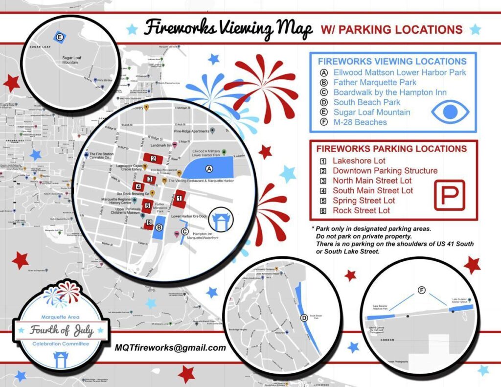 Fireworks Viewing Map with Parking Locations